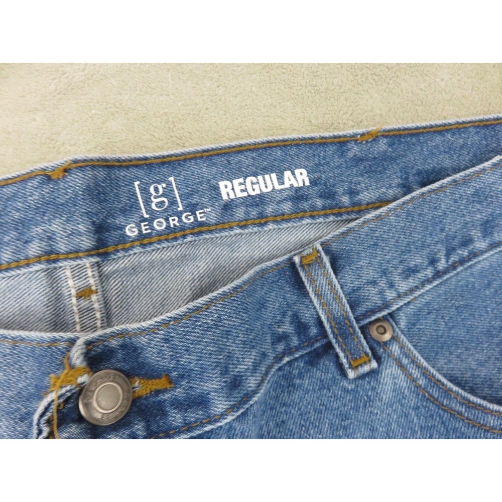 George Men's Blue Straight Leg 100% Cotton Comfy Regular‎ Jenas Size 44x30 - Picture 4 of 14